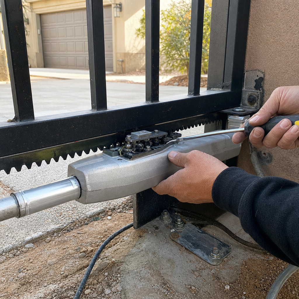 Gate motor and opener adjustment by technician